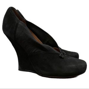 Tabitha Simmons Suede Closed Toe Wedges